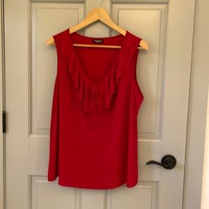 Perseption sleeveless ruffle neck blouse